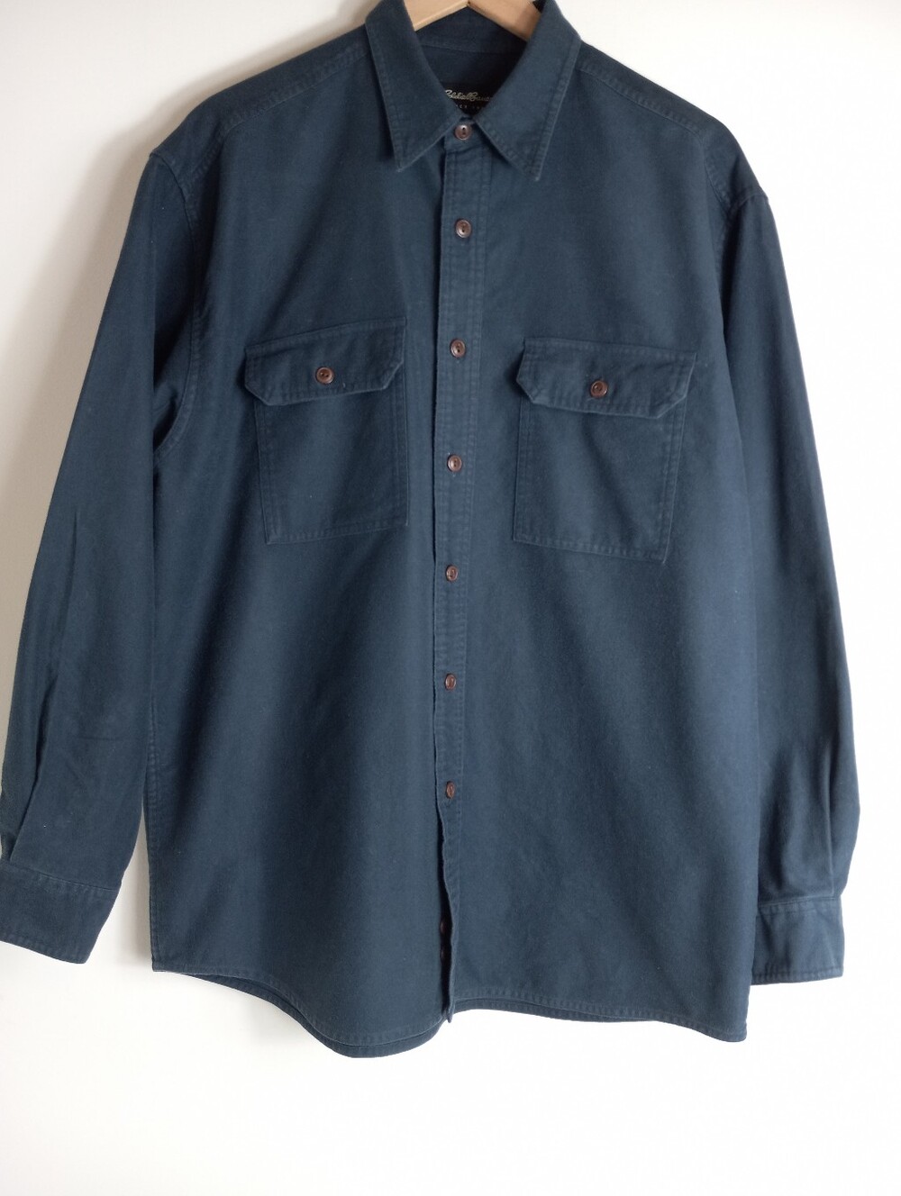 Eddie Bauer Men's Slate  Heavyweight  Blue Button-Up Workshirt Style 100% Cotton